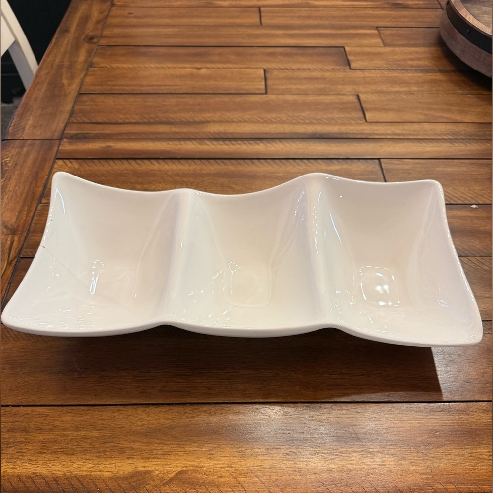 White porcelain divided dish.